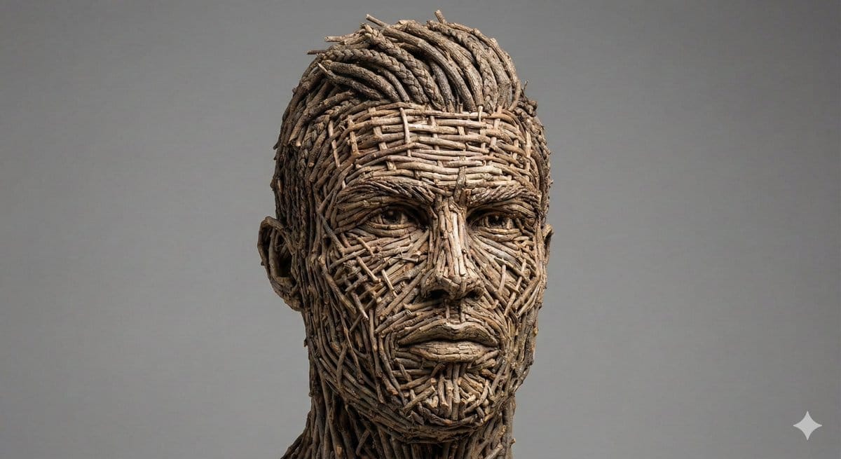 Woven Wooden Twig Portrait with Identity Lock - Prompt de IA