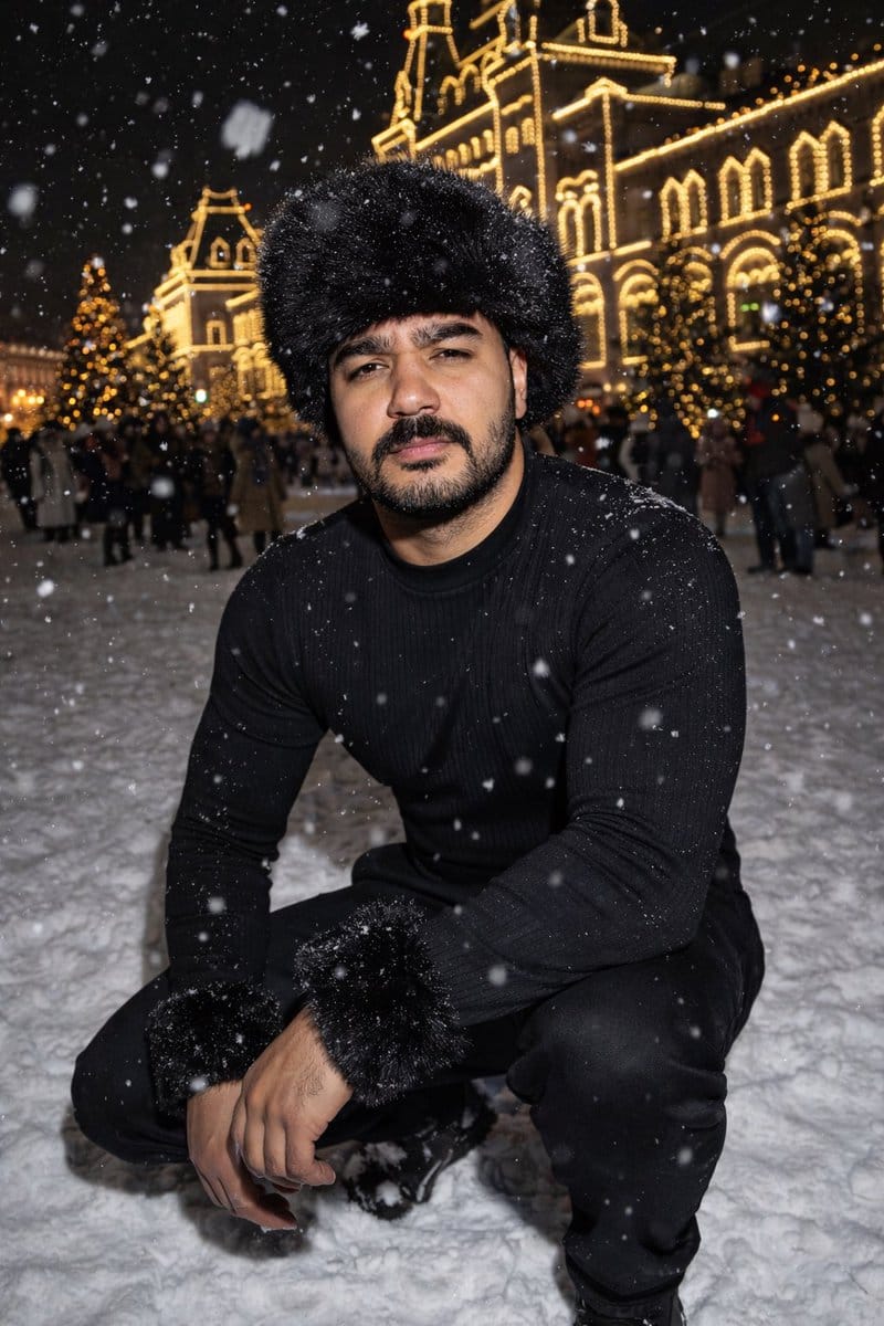 Y2K Candid Flash Photo in Snowy Moscow