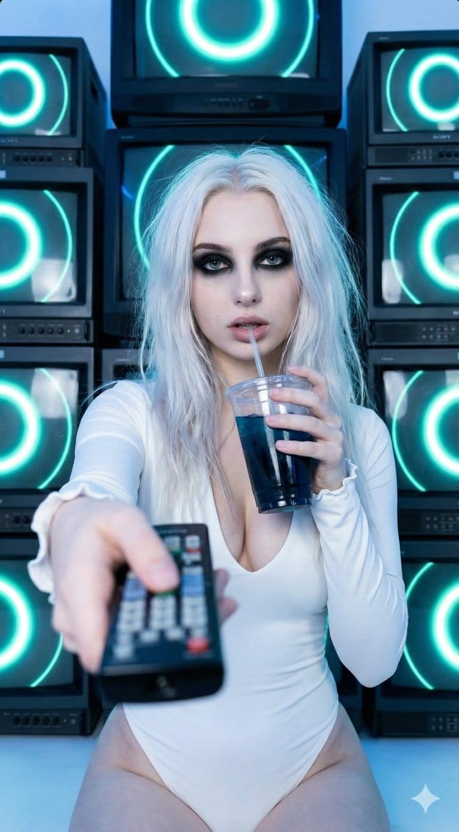 Y2K Cyber-Goth Portrait with CRT Monitors Prompt - KI-Prompt