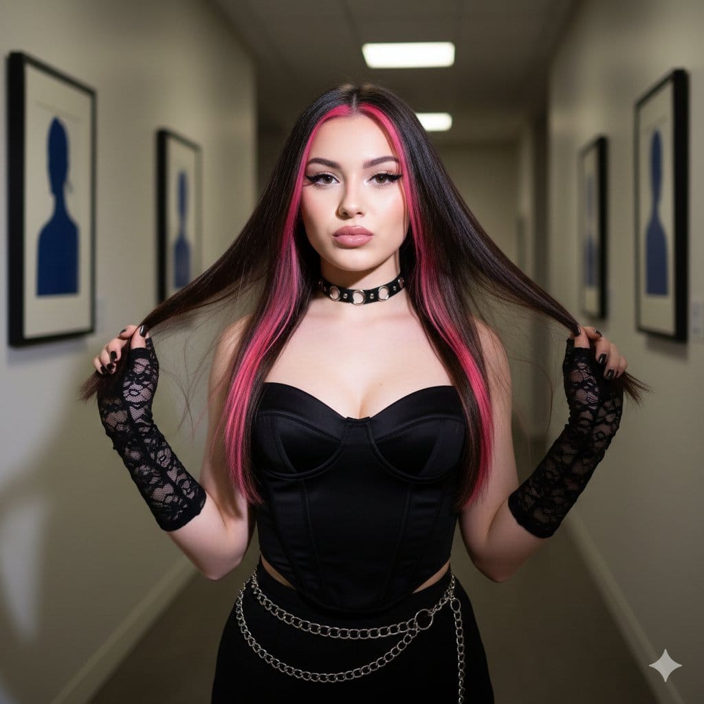 Y2K Digital Flash Influencer Aesthetic Portrait - AI Generated Character Style Image Example