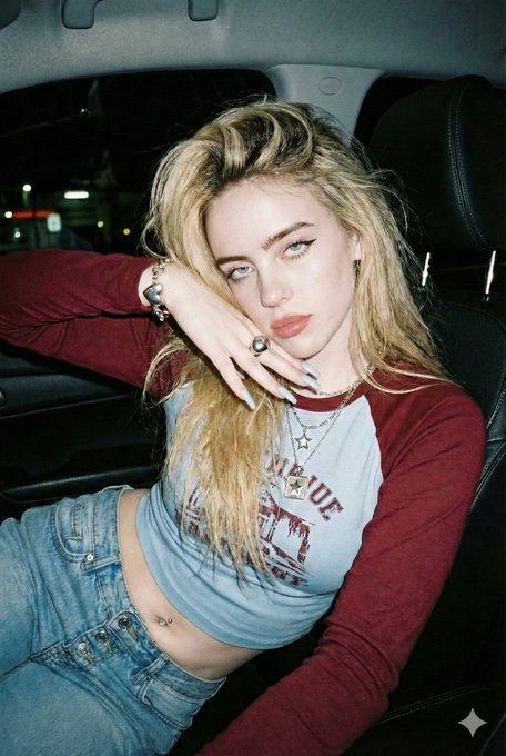 Y2K Flash Photography Portrait in a Car