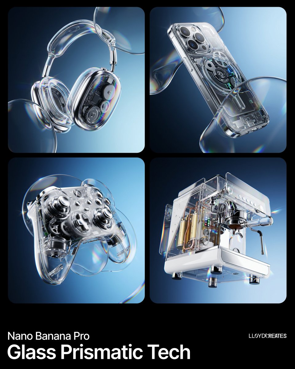 Preview image for Y2K Frutiger Aero Glass Prismatic Tech Product Shot prompt