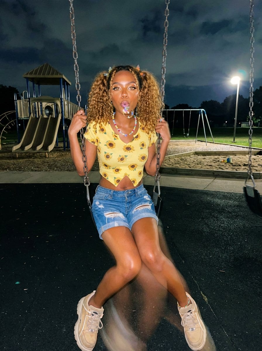 Y2K Grunge Night Playground Portrait Prompt - AI Generated Character Style Image Example