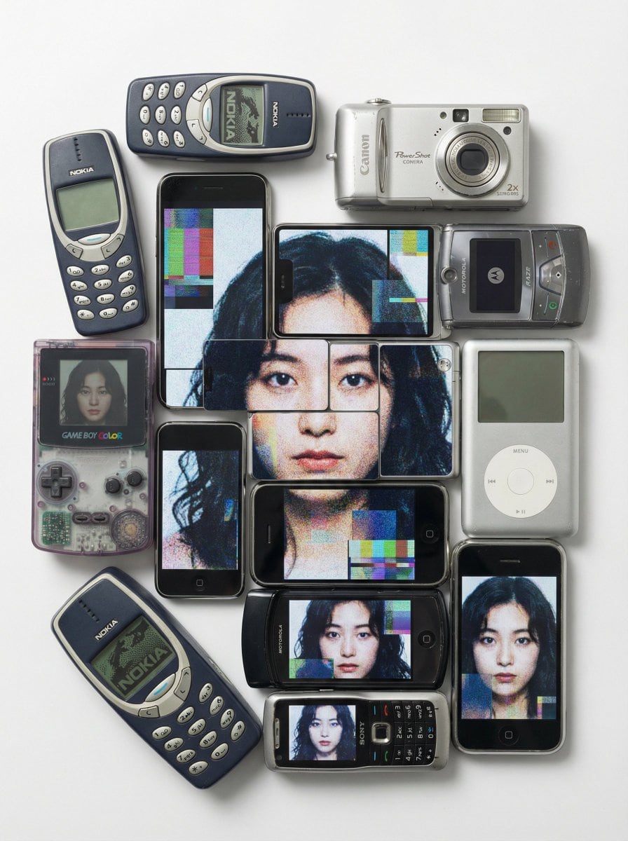 Preview image for Y2K Tech Collage Portrait prompt
