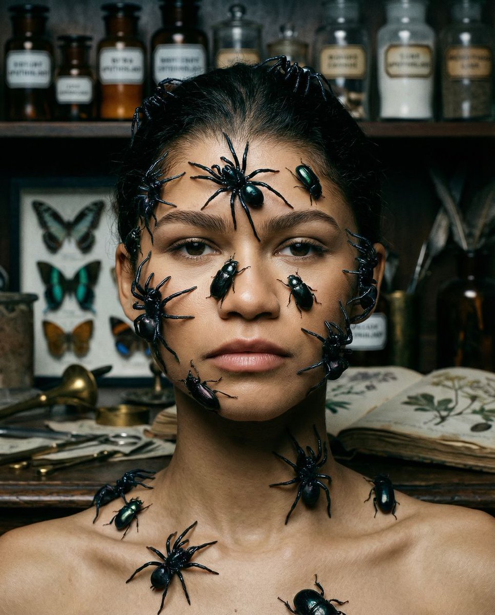 Preview image for Zendaya Entomological Elegance Surreal Portrait prompt