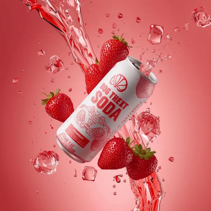Zero-Gravity Product Video Prompt (Strawberry Soda) - AI Art AI Generated Artwork