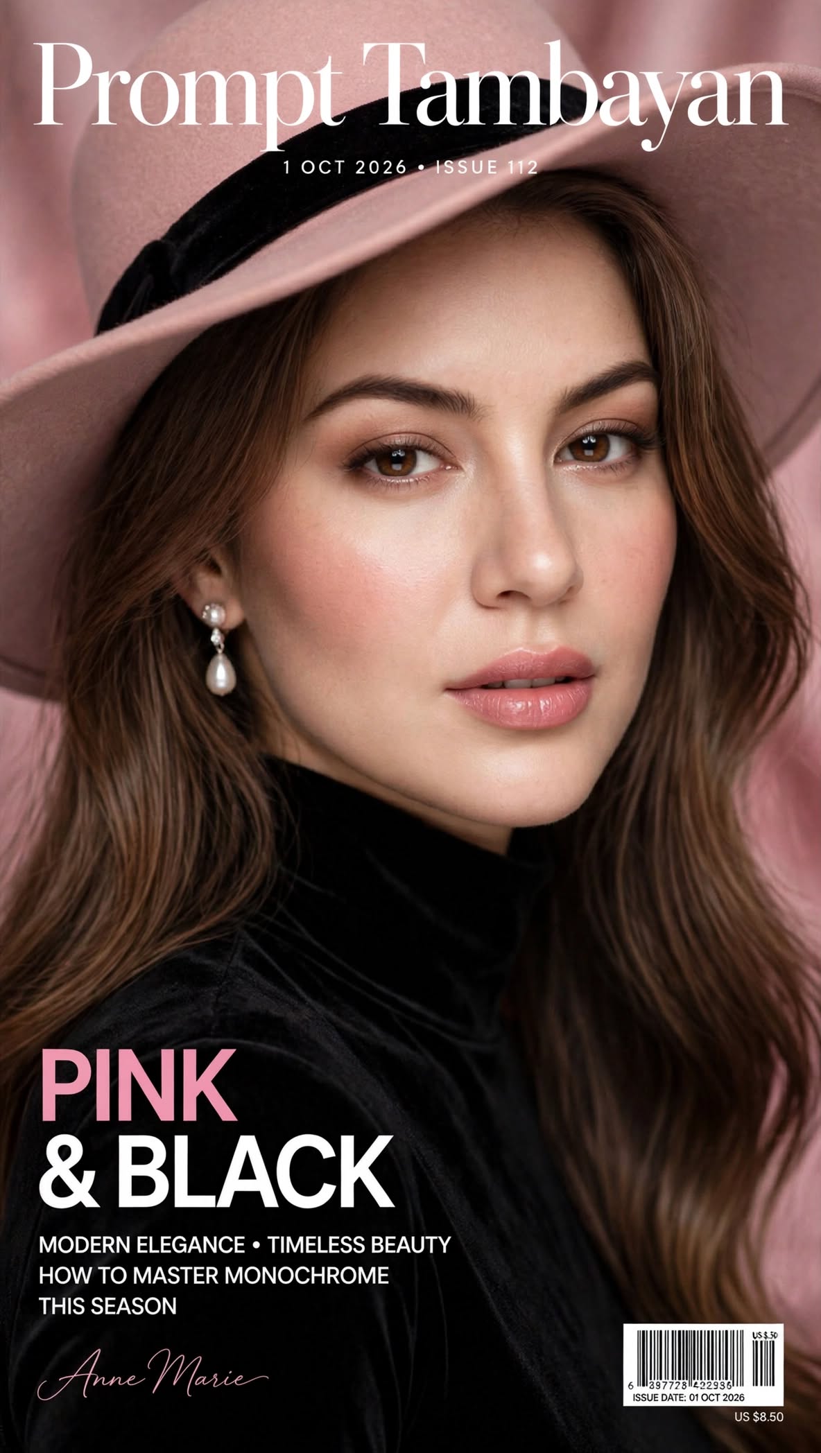 Cover girl AI prompt example