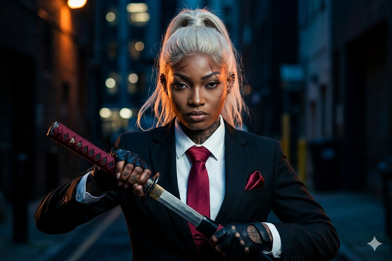 female assassin AI提示词示例