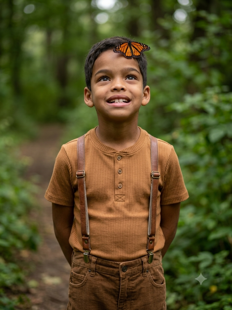 Fineart boy n butterfly KI-Anweisungsbeispiel