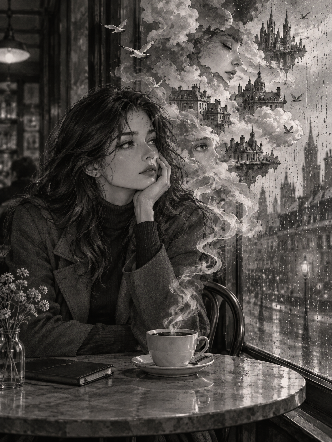 Пример запроса к ИИ: Monochrome Visual Stories
