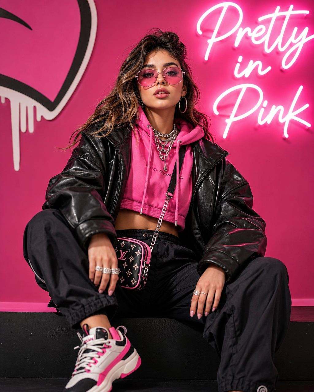Pink / Black Pop Street Luxe AI提示词示例
